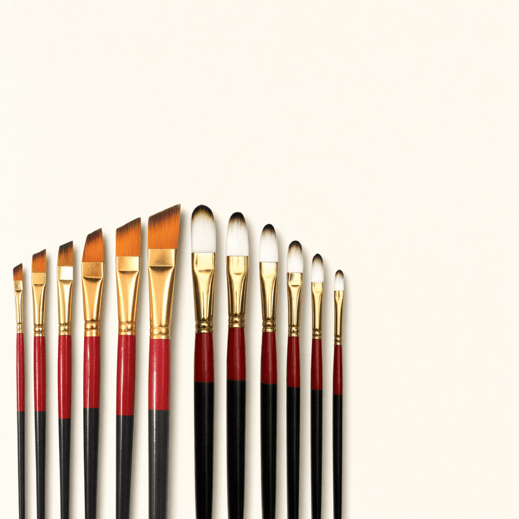 Angular Brush Set — 6 pcs · Combo · White-Brown with Canvas
