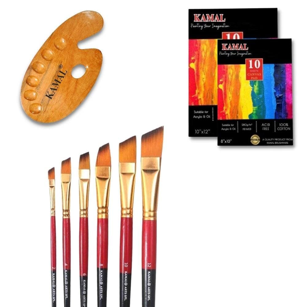 Angular Brush Set — 6 pcs with Canvas