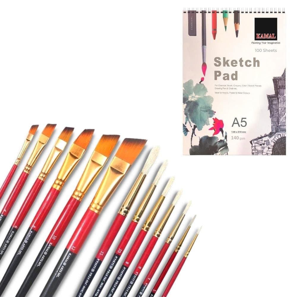 Angular Brush Set — Combo · Hog Hair with Sketch Pad