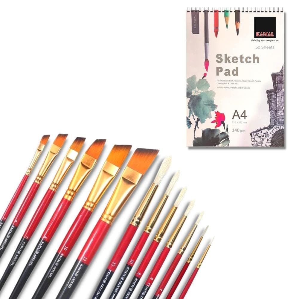 Angular Brush Set — Combo · Hog Hair with Sketch Pad