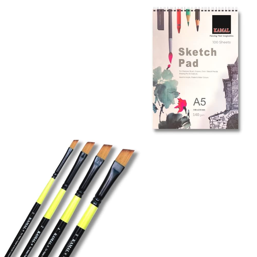 Angular Brush Set — Neon · 4 pcs · Combo with Sketch Pad