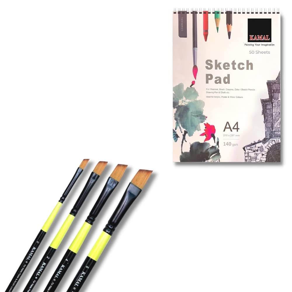Angular Brush Set — Neon · 4 pcs · Combo with Sketch Pad