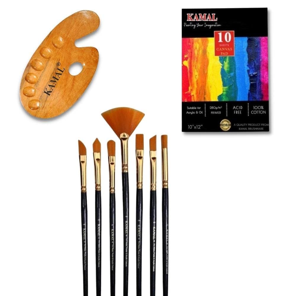 Assorted Brush, Palette & Canvas Combo
