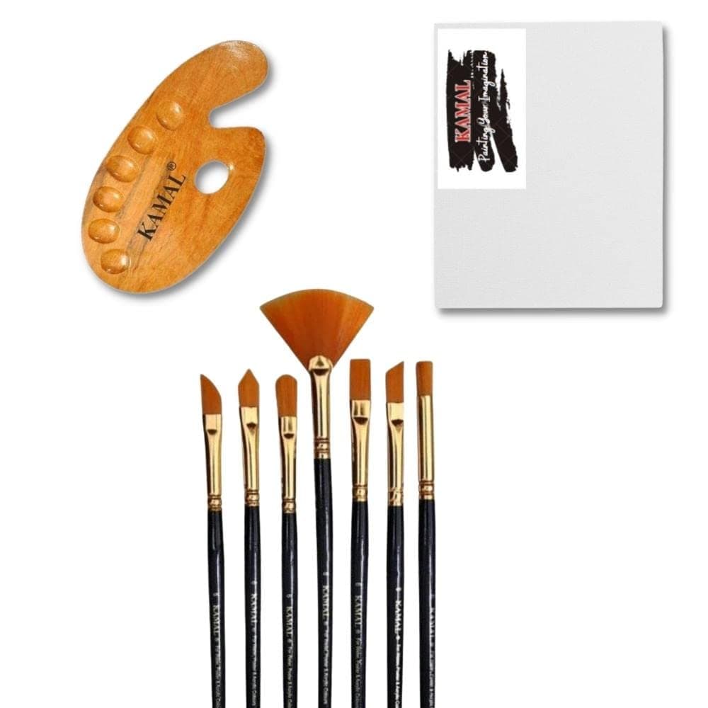 Assorted Brush, Palette & Canvas Combo