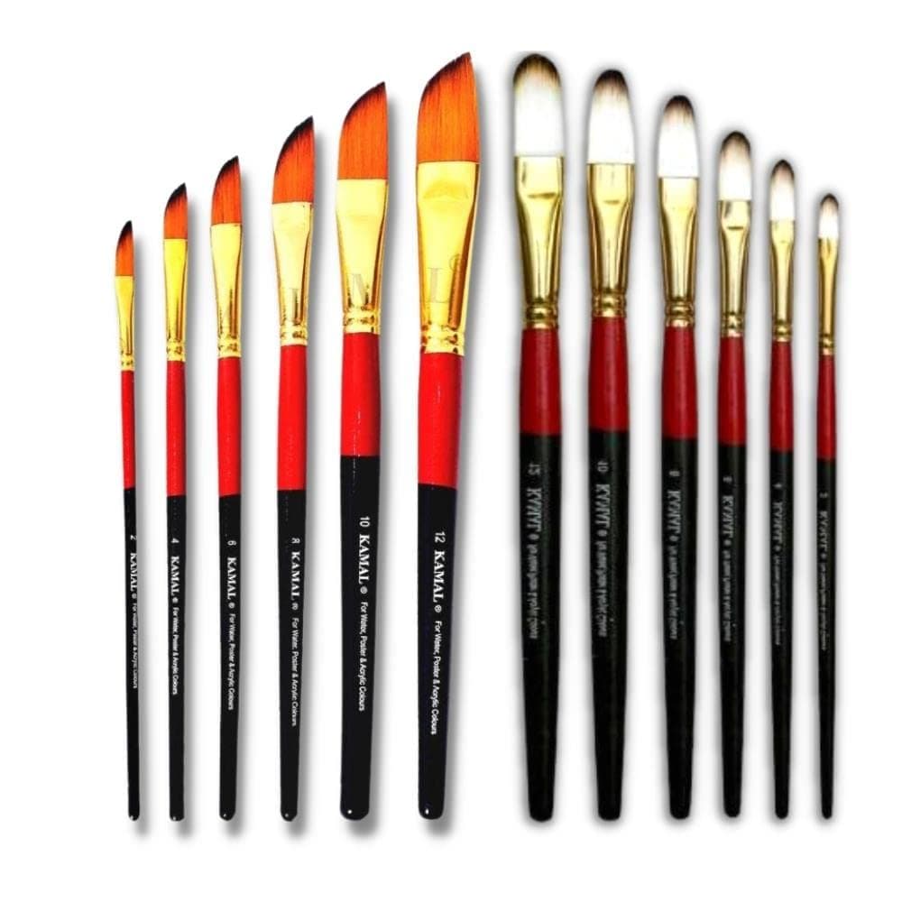 Dagger Brush Set — 6 pcs · Combo · White-Brown