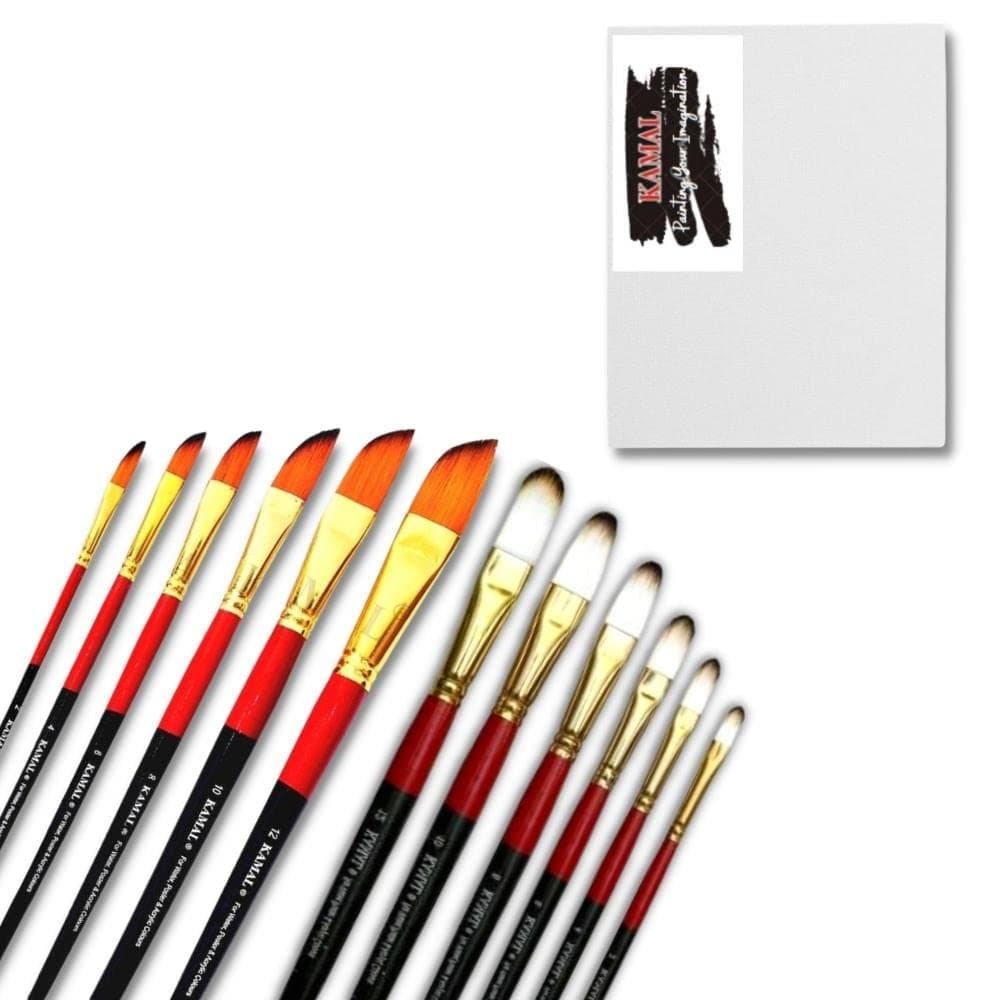 Dagger Brush Set — 6 pcs · Combo · White-Brown with Canvas