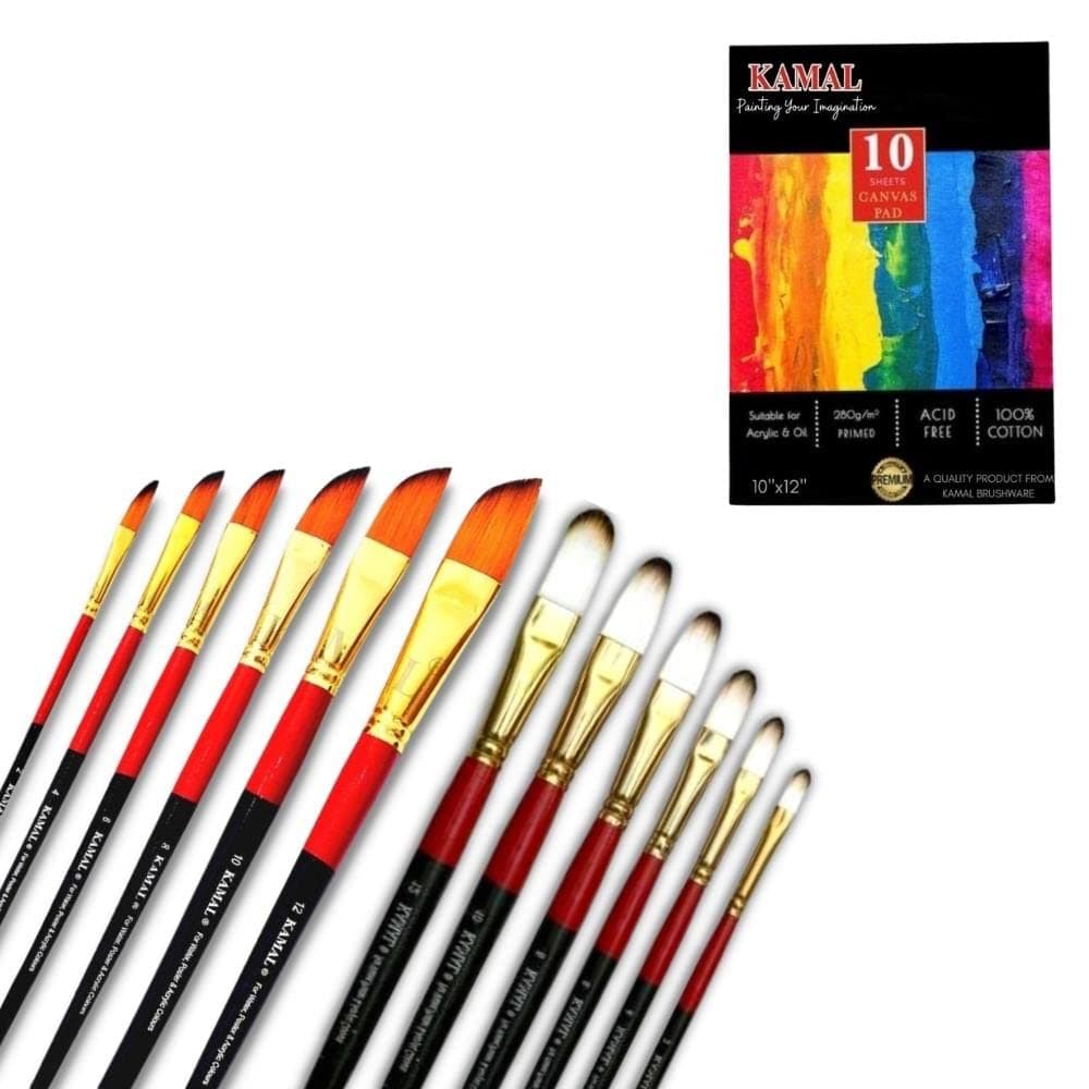 Dagger Brush Set — 6 pcs · Combo · White-Brown with Canvas