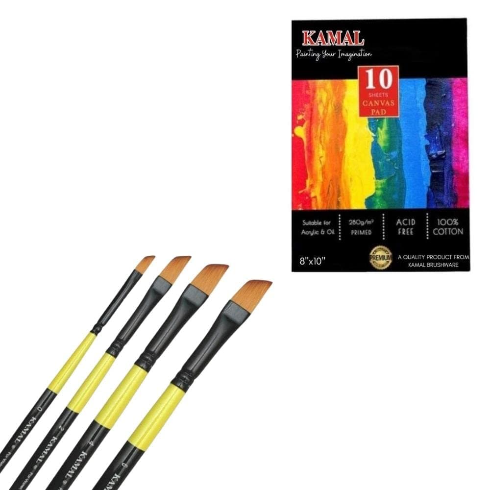 Dagger Brush Set — Neon · 4 pcs with Canvas
