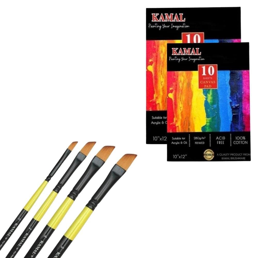 Dagger Brush Set — Neon · 4 pcs with Canvas