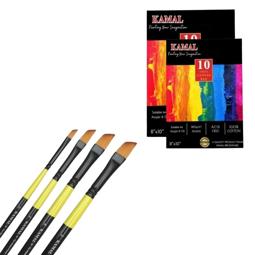 Dagger Brush Set — Neon · 4 pcs with Canvas