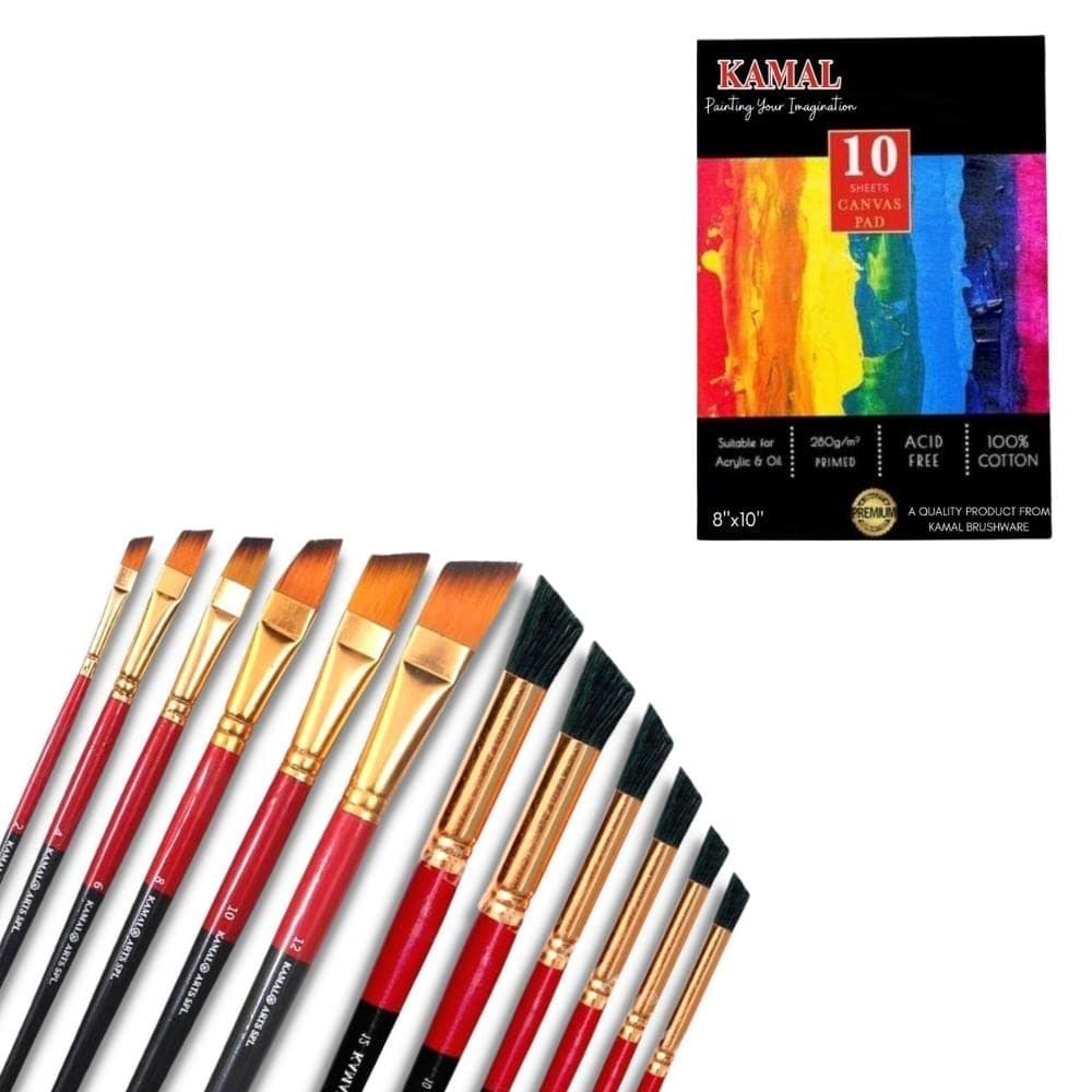 Deerfoot Brush Set — 6 pcs · Combo with Canvas