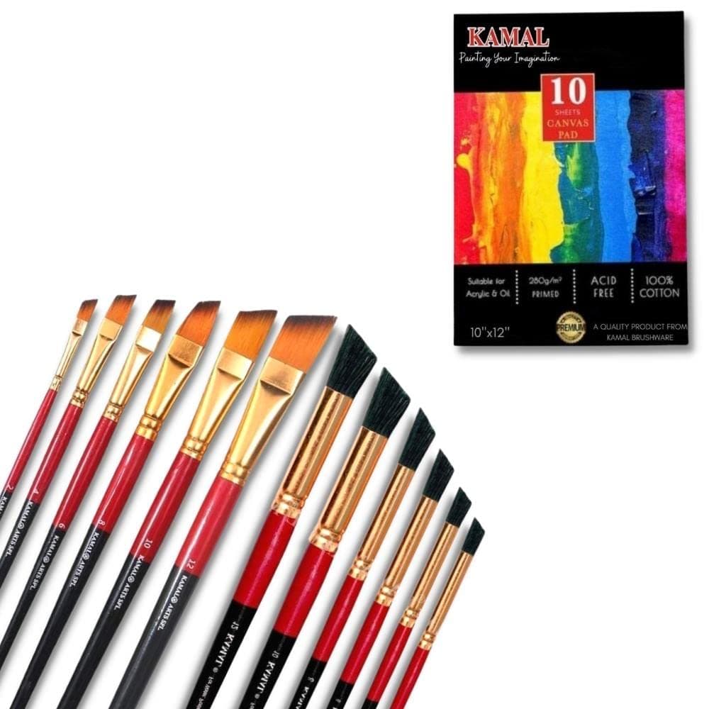 Deerfoot Brush Set — 6 pcs · Combo with Canvas