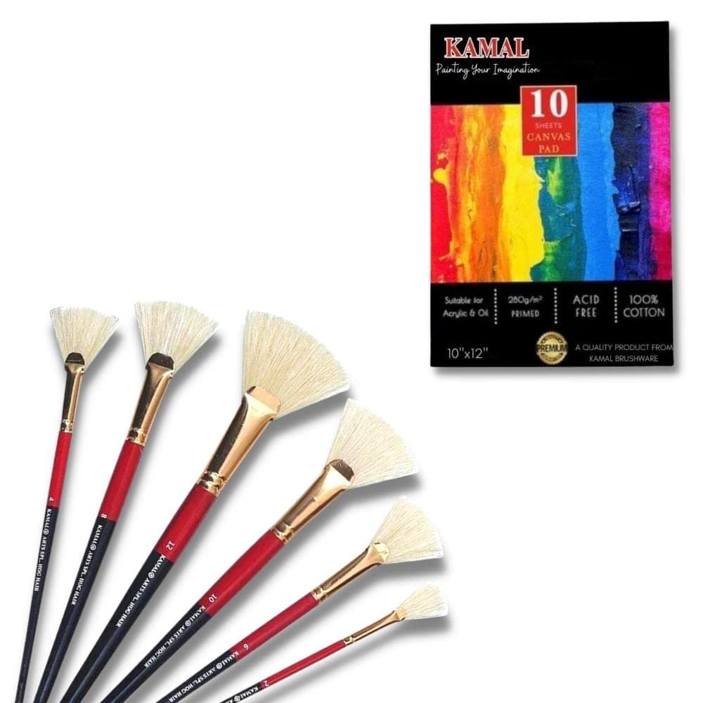 Fan Brush Set — Hog Hair with Canvas