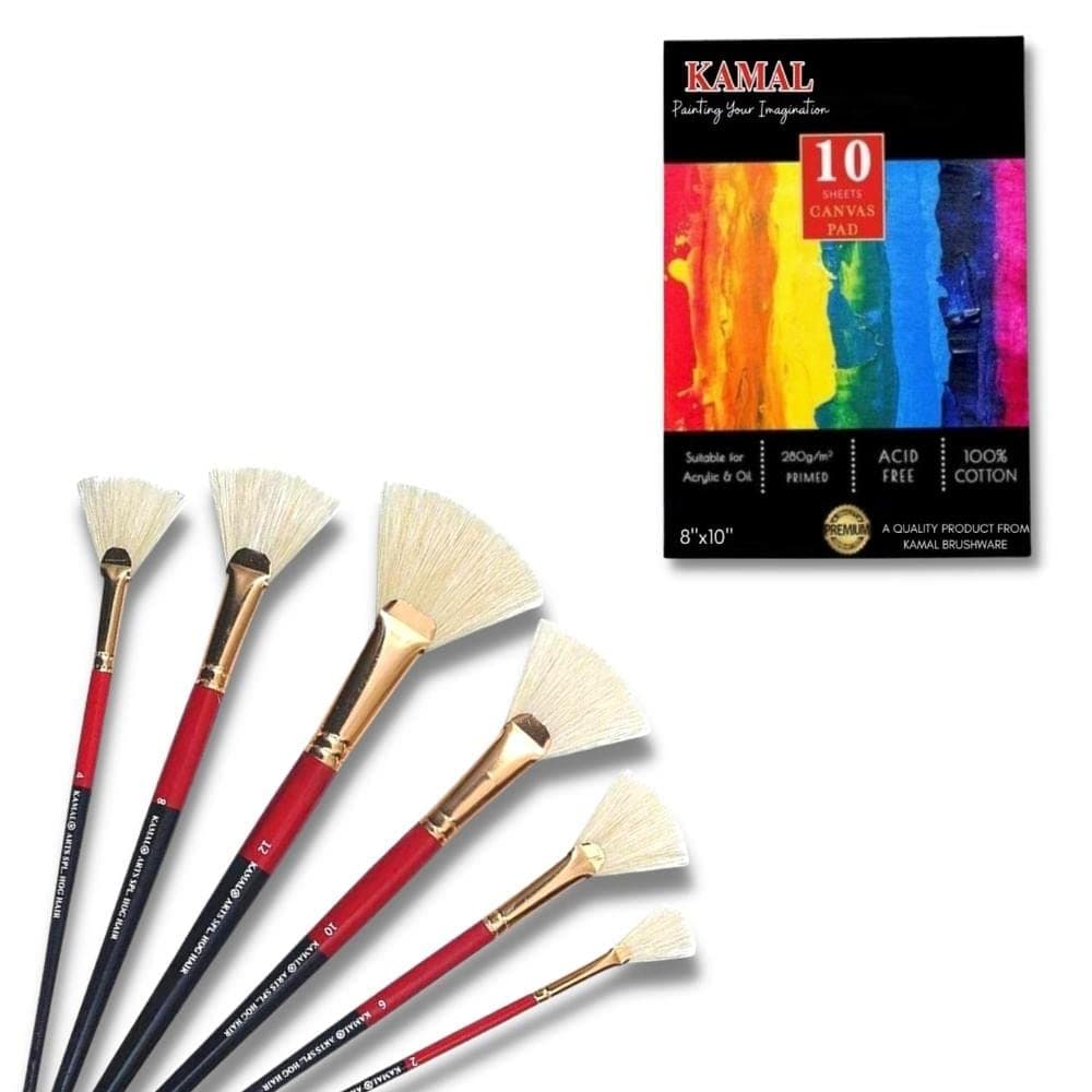 Fan Brush Set — Hog Hair with Canvas