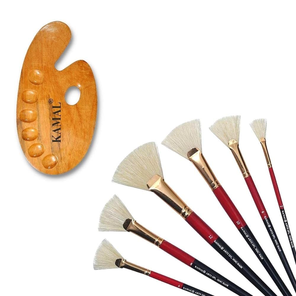 Fan Brush Set — Hog Hair with Palette
