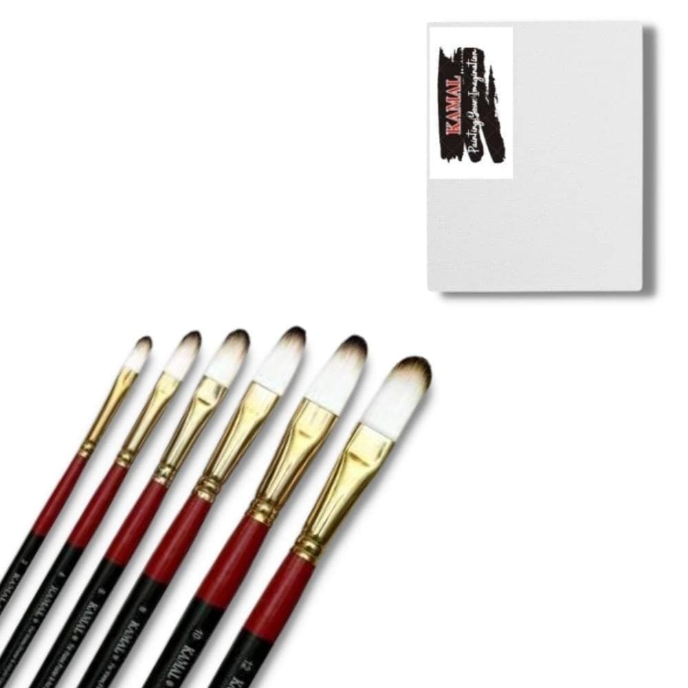 Filbert Brush Set — 6 pcs · Combo · Synthetic with Canvas