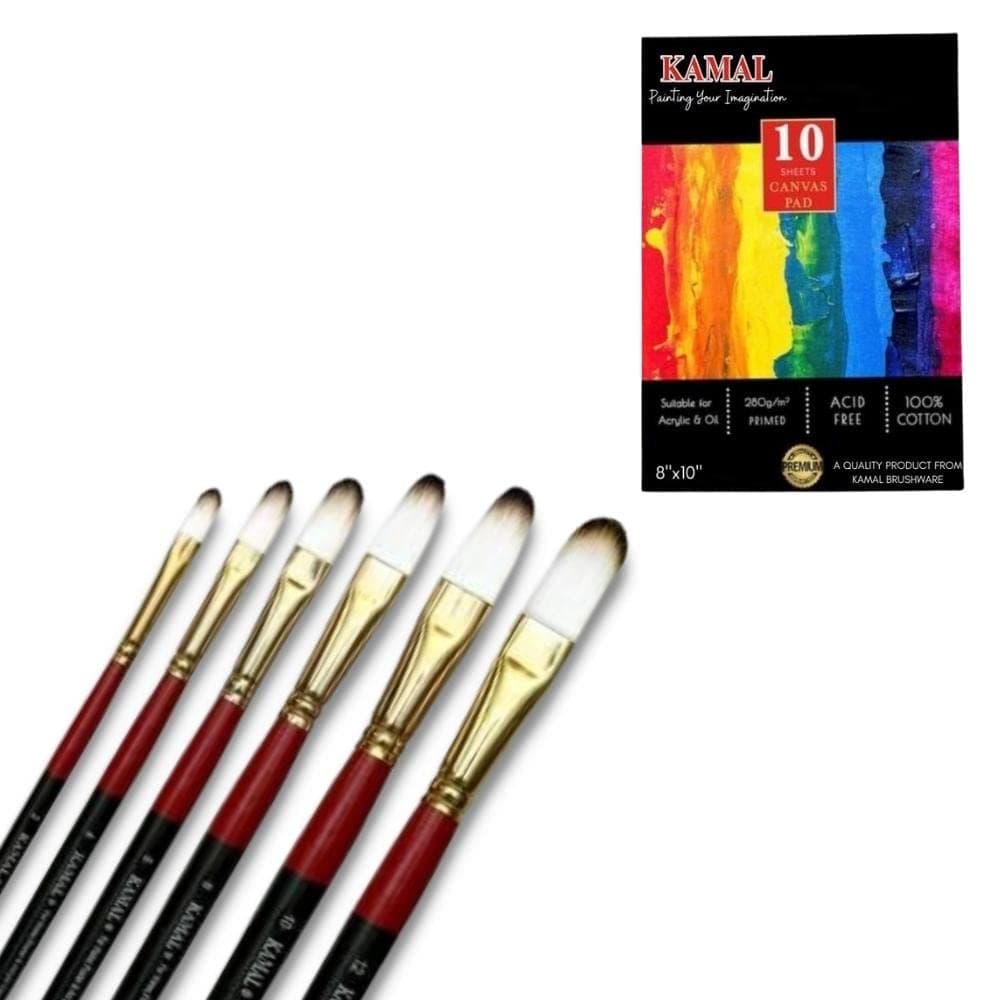 Filbert Brush Set — 6 pcs · Combo · Synthetic with Canvas