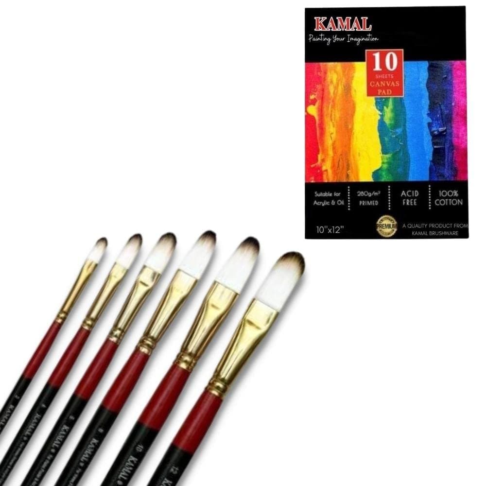 Filbert Brush Set — 6 pcs · Combo · Synthetic with Canvas