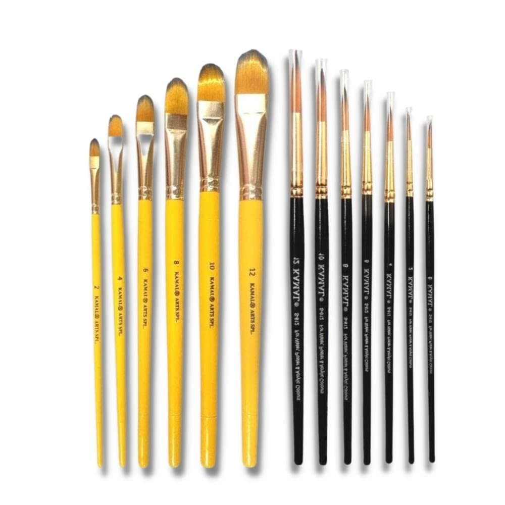 Filbert Brush Set — 7 pcs · Combo · Golden-Black