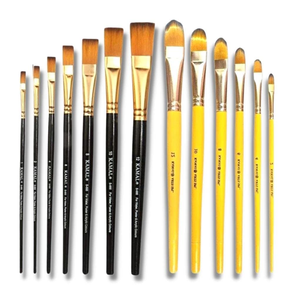 Filbert Brush Set — Combo · Golden-Black