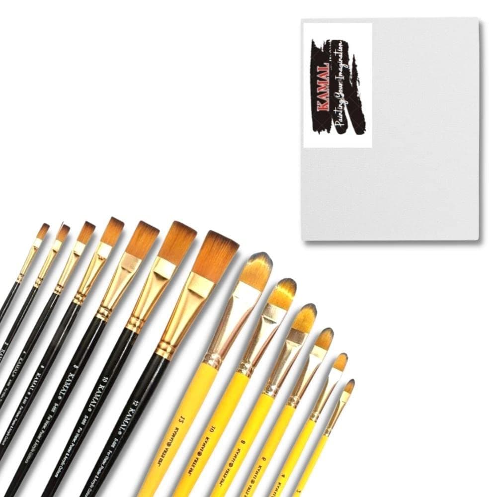 Filbert Brush Set — Combo · Golden-Black with Canvas