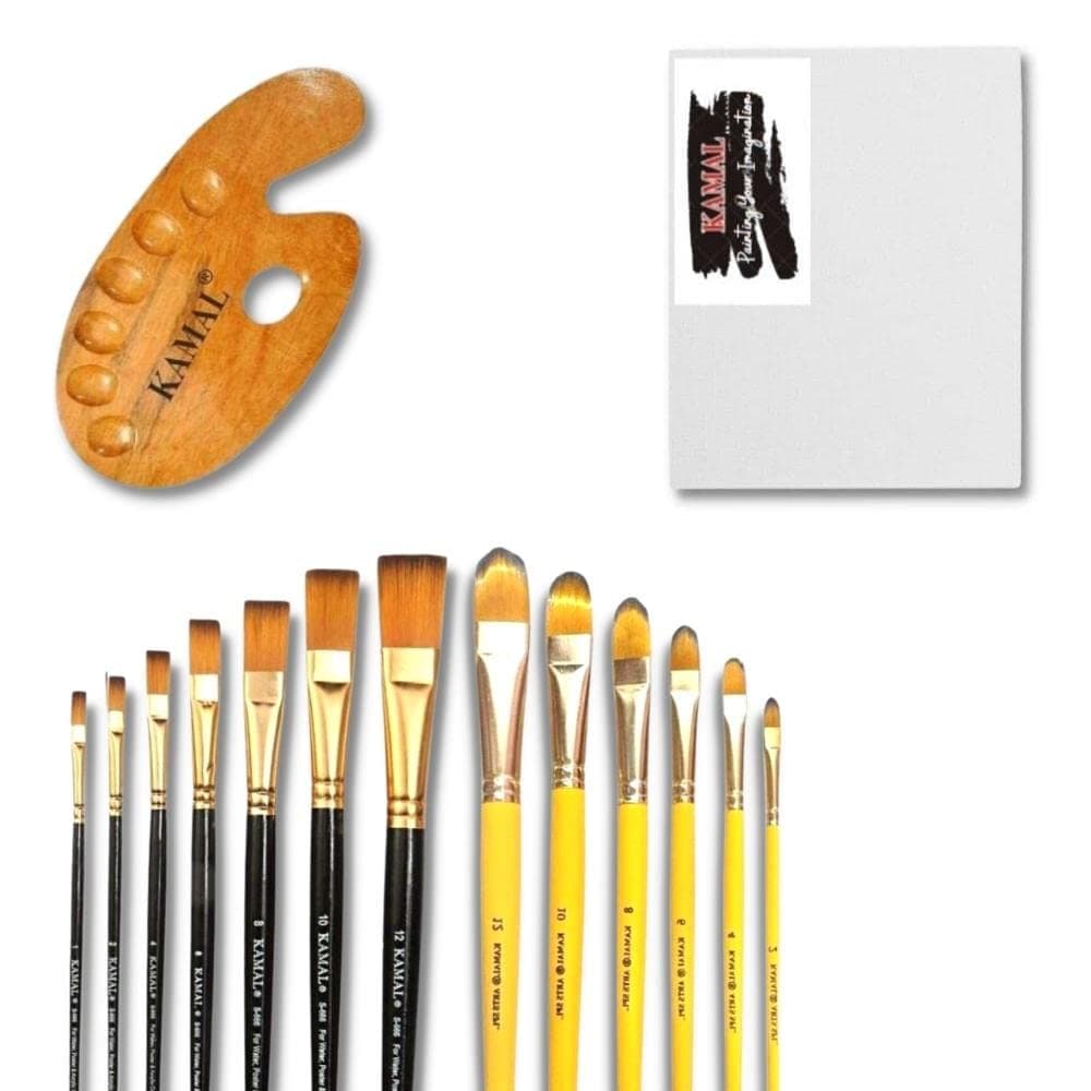 Filbert Brush Set — Combo · Golden-Black with Canvas