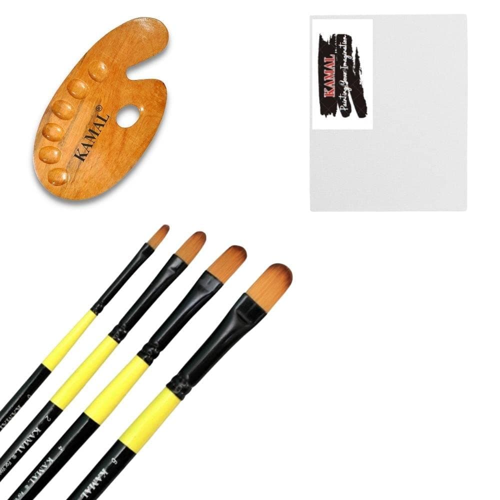 Filbert Brush Set — Neon · 4 pcs with Canvas