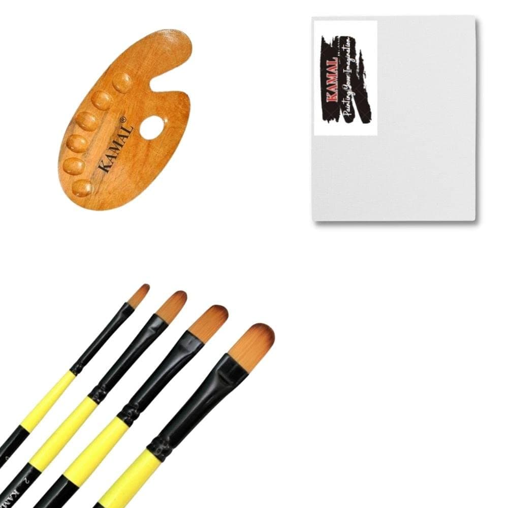 Filbert Brush Set — Neon · 4 pcs with Canvas