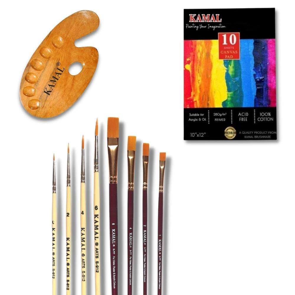 Flat Brush Set — 1 pcs · Synthetic · Cream Handle with Canvas