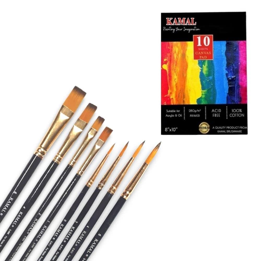 Flat Brush Set — 1 pcs · Synthetic · Golden-Black with Canvas