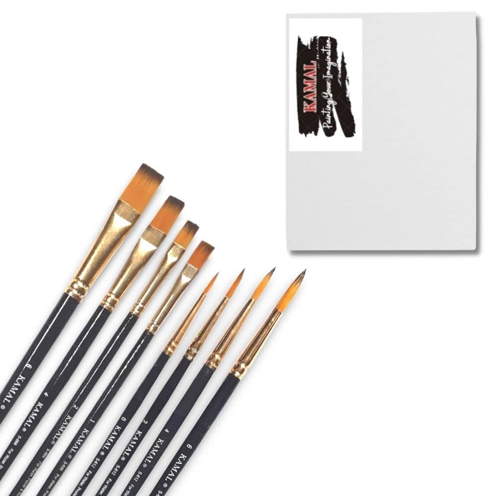 Flat Brush Set — 1 pcs · Synthetic · Golden-Black with Canvas