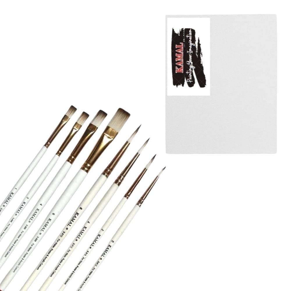Flat Brush Set — 1 pcs · White-Brown with Canvas