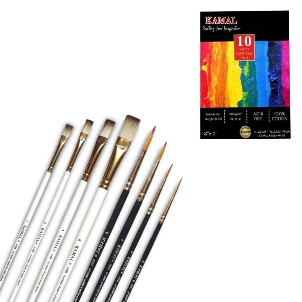 Flat Brush Set — 1 pcs · White-Brown with Canvas