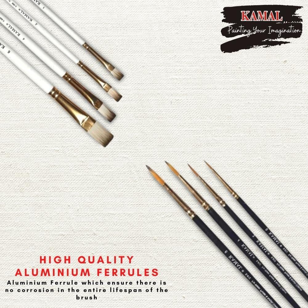Flat Brush Set — 1 pcs · White-Brown with Canvas