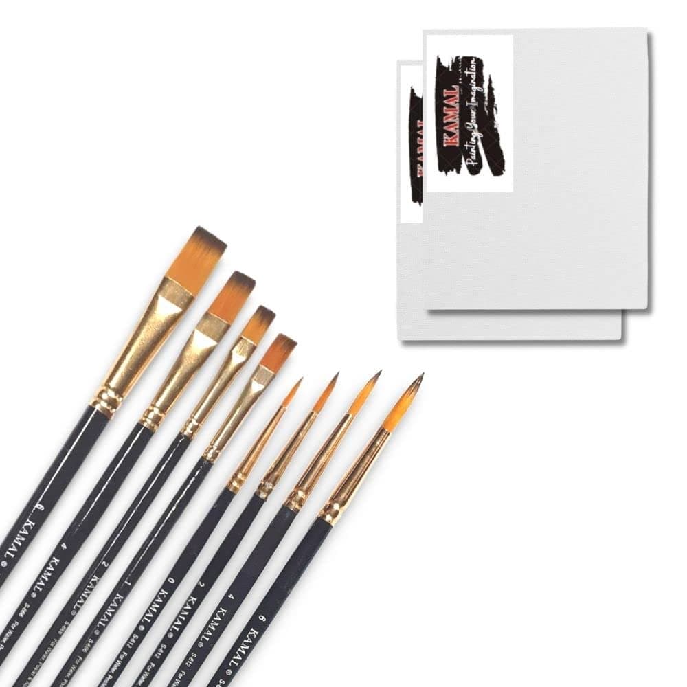 Flat Brush Set — 2 pcs · Synthetic · Golden-Black with Canvas