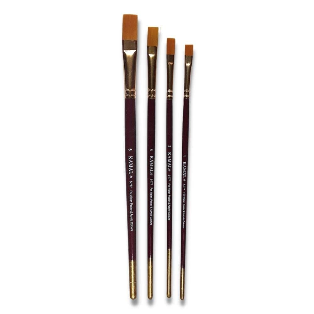 Flat Brush Set — 4 pcs · Taklon · Golden