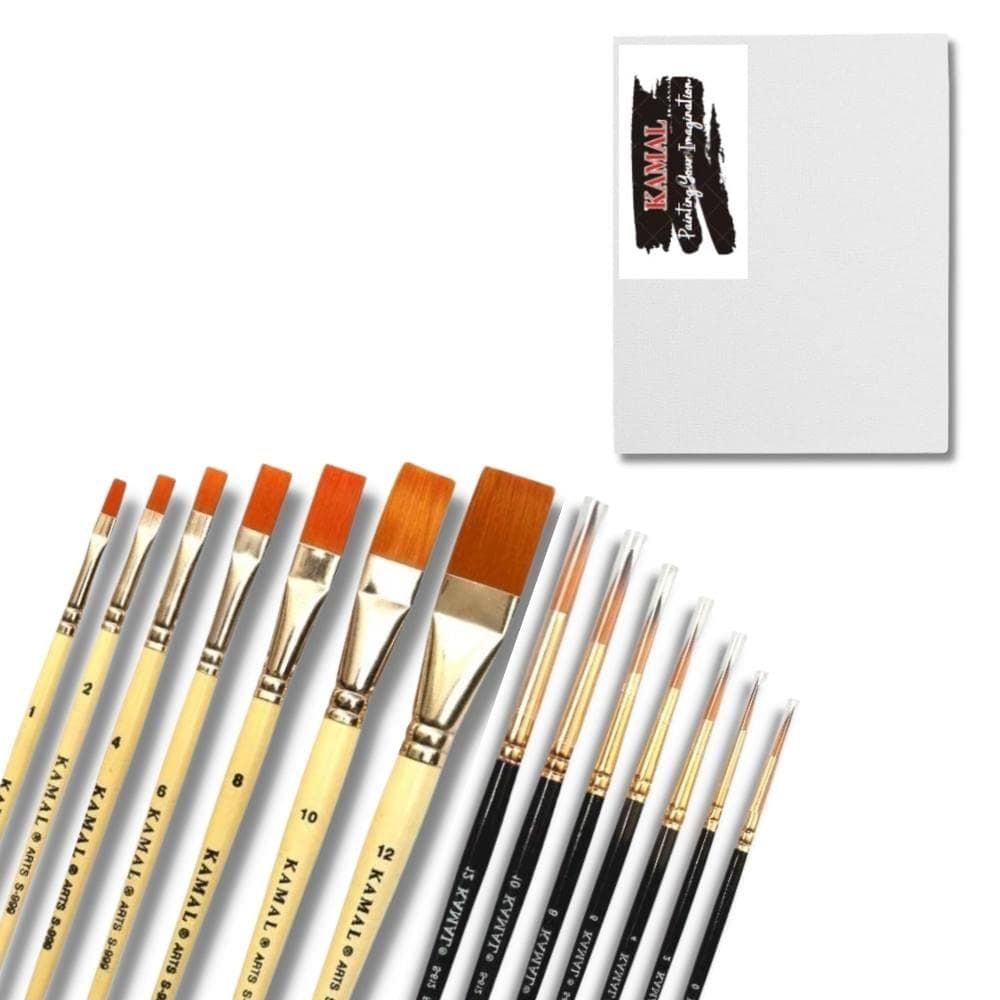 Flat Brush Set — 7 pcs · Combo · Golden-Black with Canvas