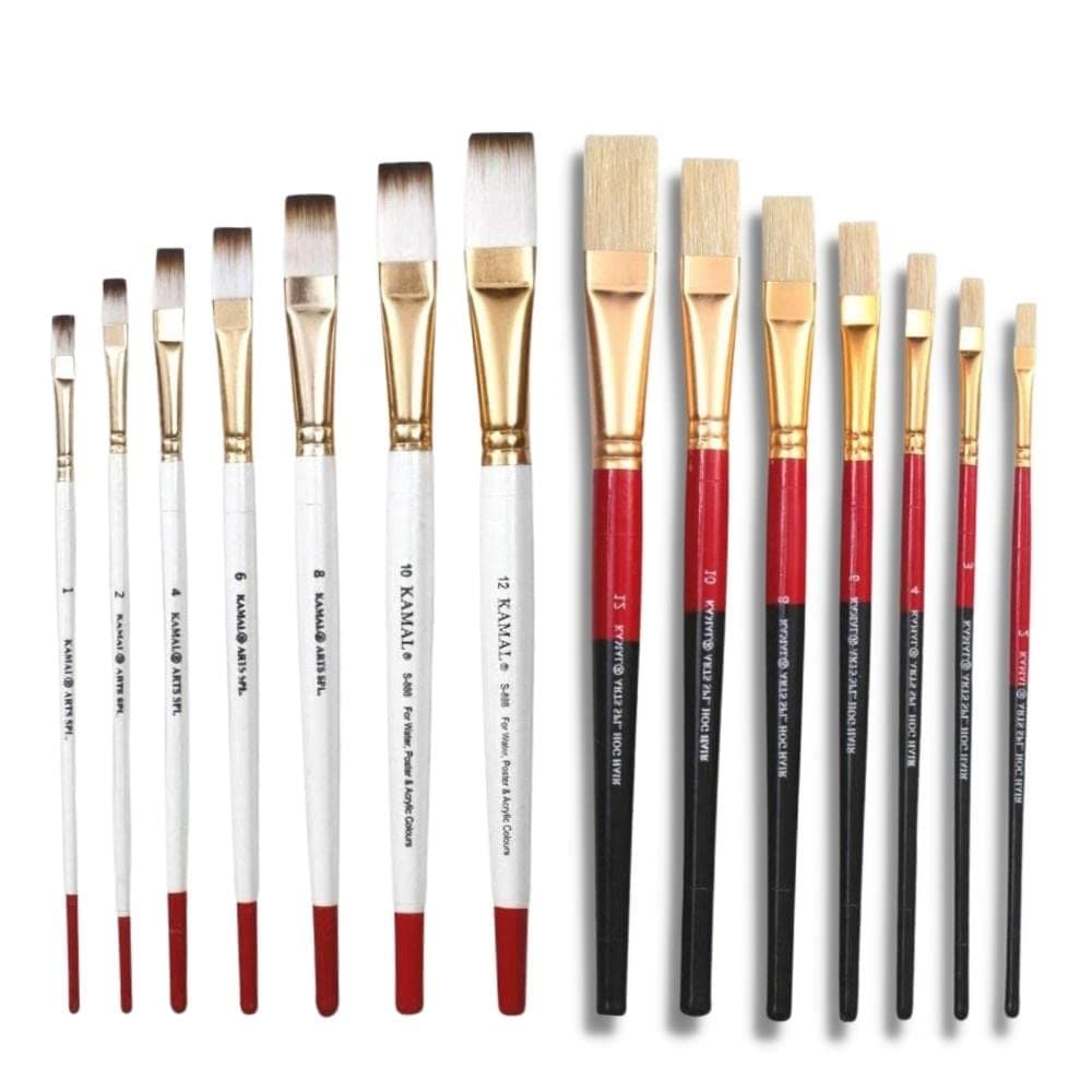 Flat Brush Set — 7 pcs · Combo · Hog Hair