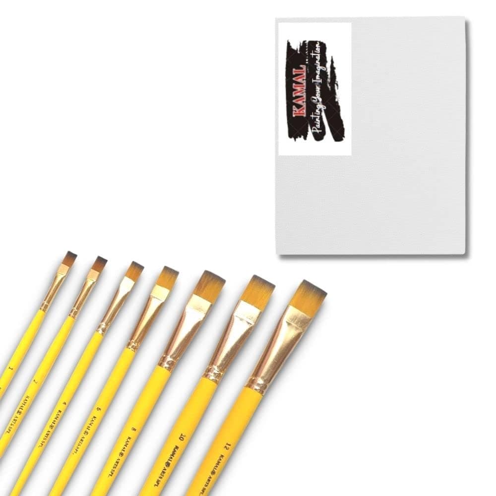 Flat Brush Set — 7 pcs · Combo · Synthetic with Canvas