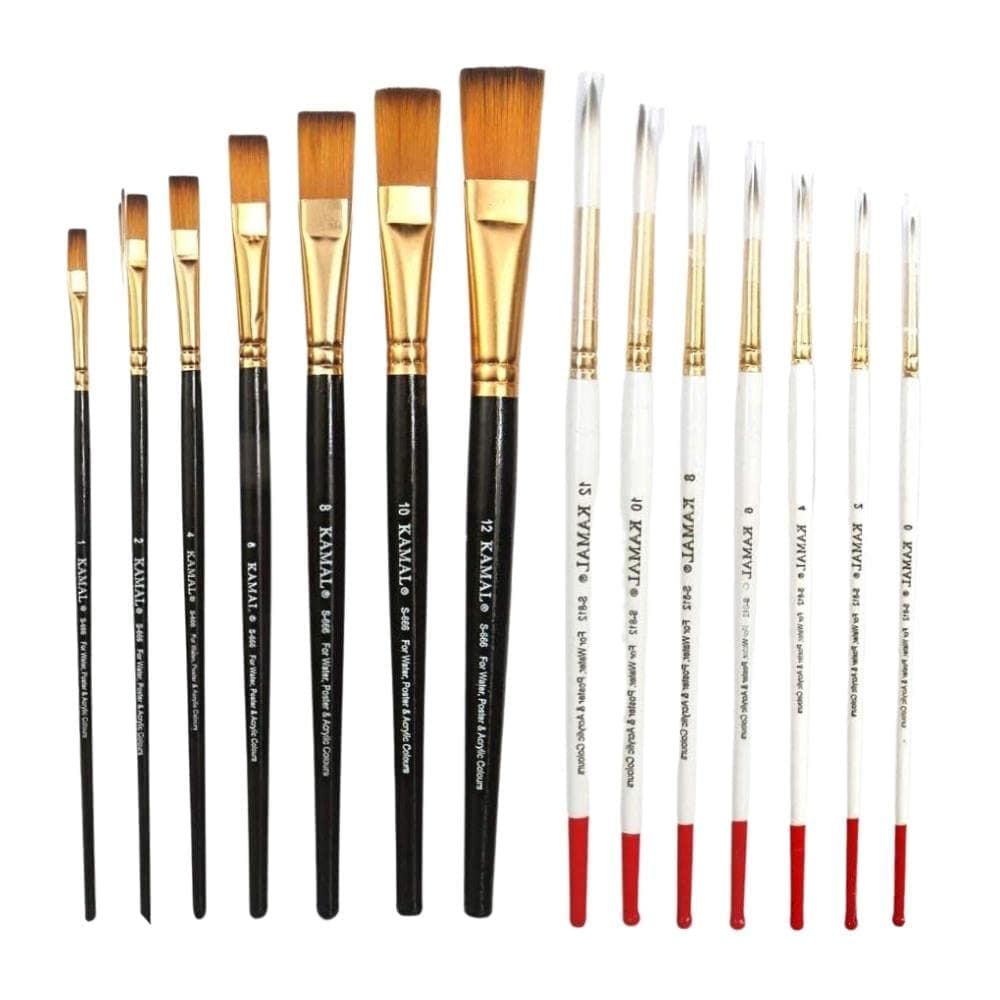 Flat Brush Set — 7 pcs · Combo · White-Brown