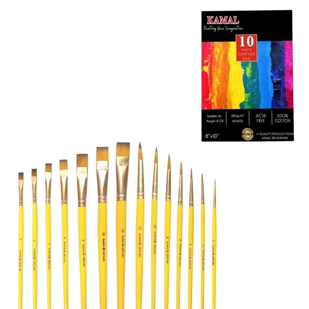 Flat Brush Set — 7 pcs · Combo with Canvas
