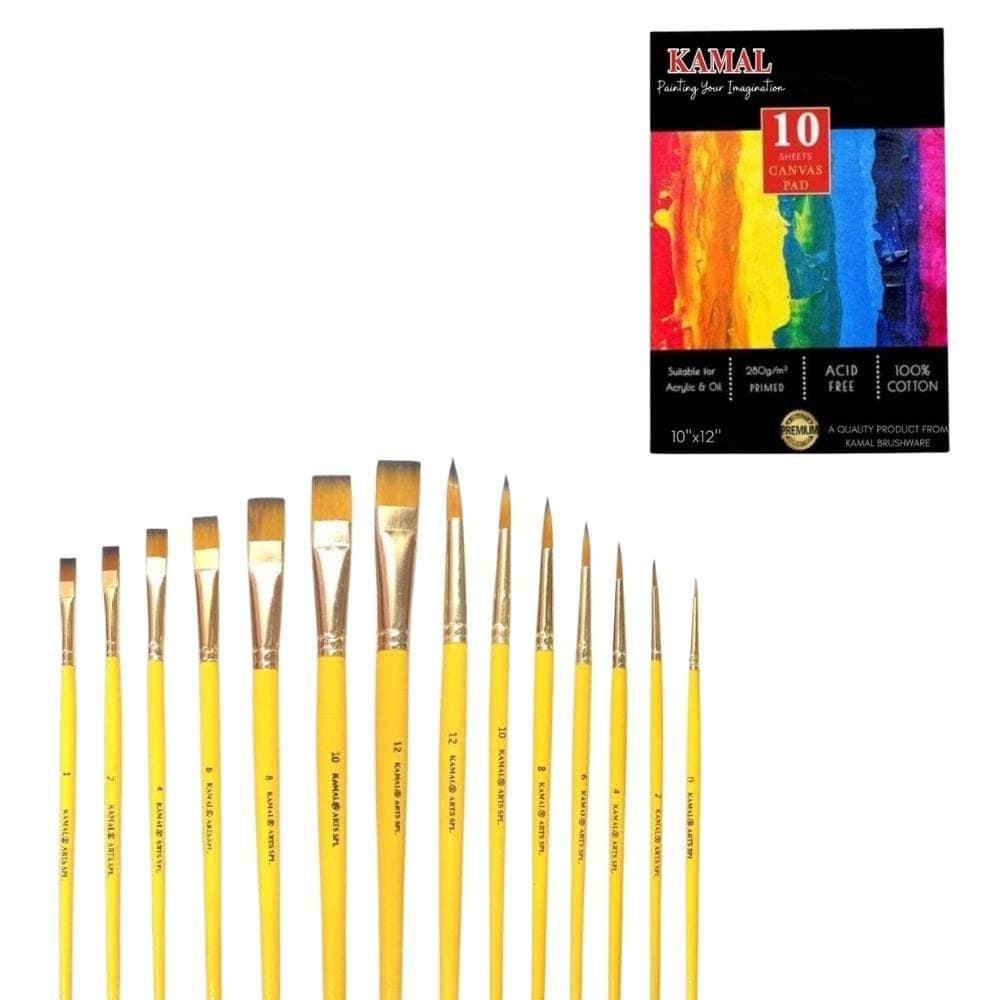 Flat Brush Set — 7 pcs · Combo with Canvas