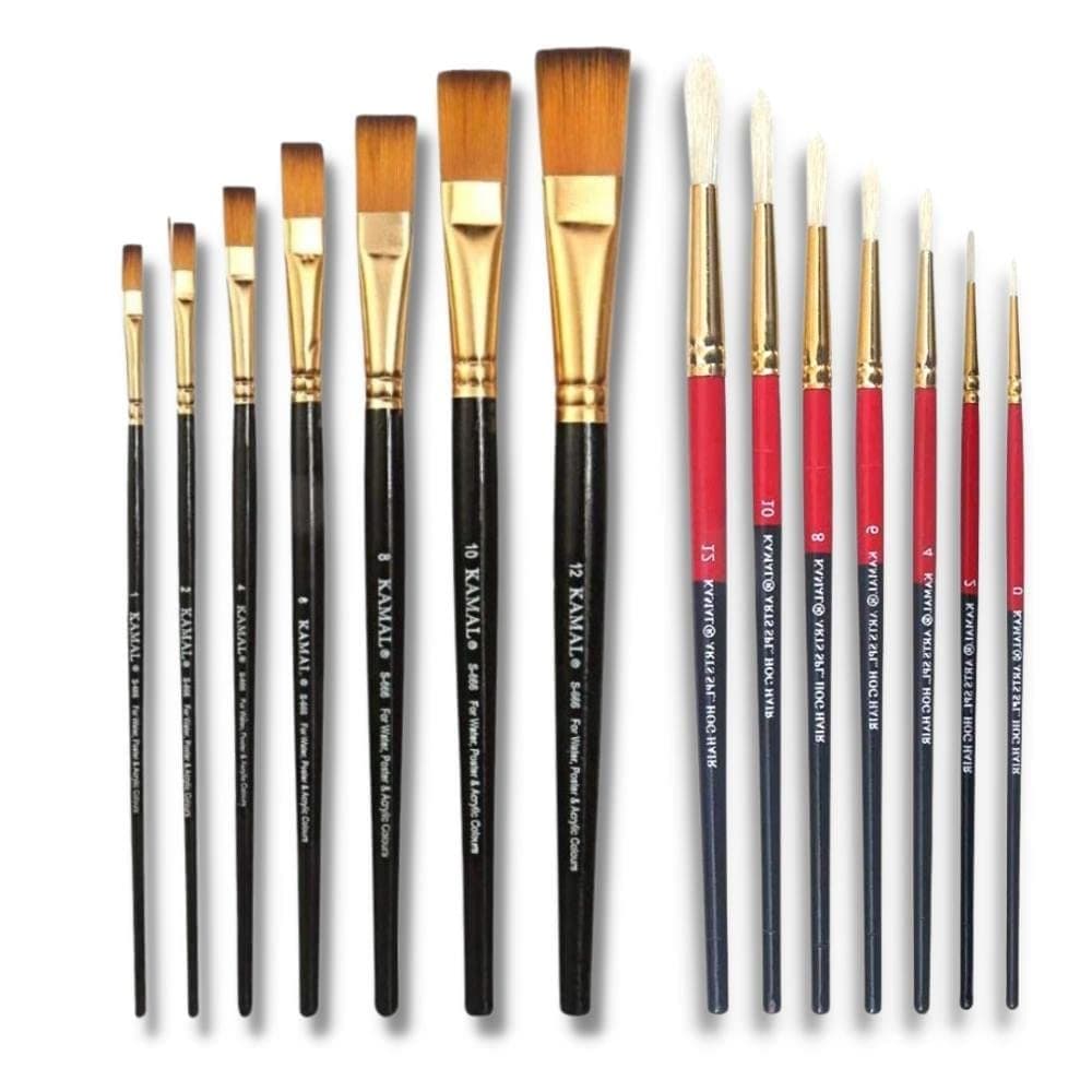 Flat Brush Set — Combo · Hog Hair · Golden-Black