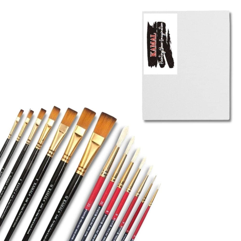 Flat Brush Set — Combo · Hog Hair · Golden-Black with Canvas