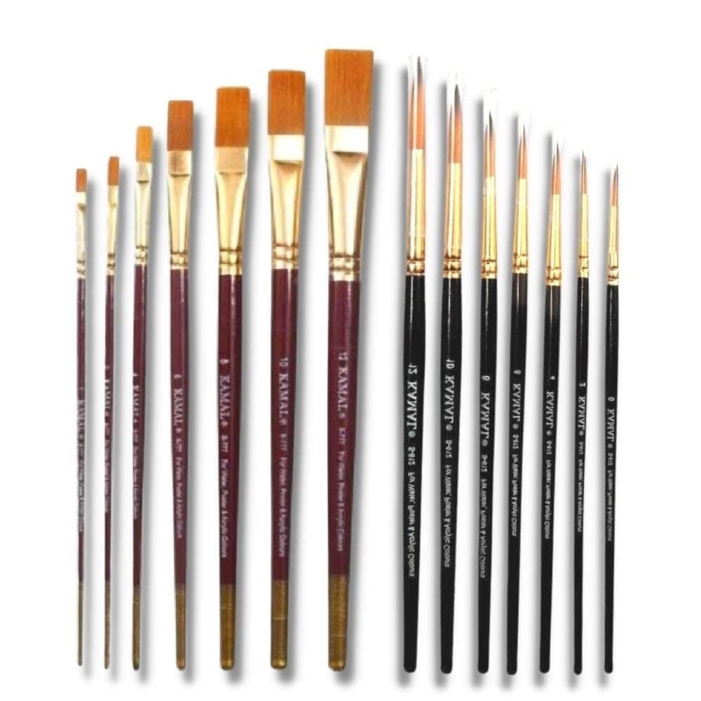 Flat Brush Set — Combo · Synthetic · Golden-Black