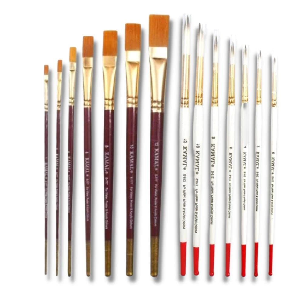 Flat Brush Set — Combo · Synthetic · White-Brown