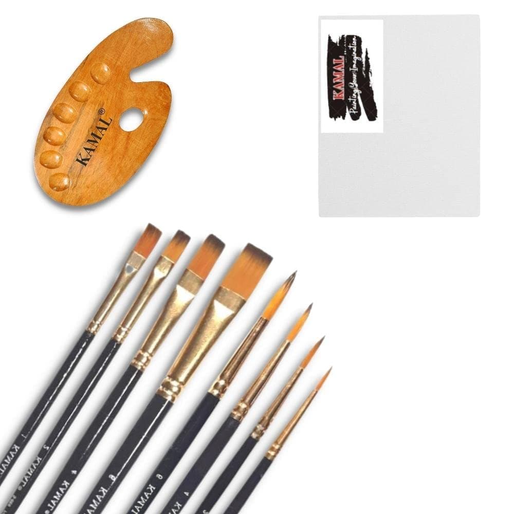 Flat Brush Set — Synthetic · Golden-Black with Canvas