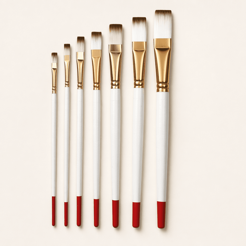 Flat Brush Set — White-Brown (7 pcs)