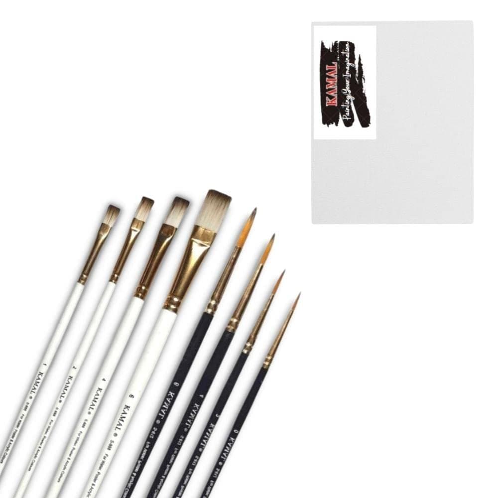 Flat Brush Set — White-Brown with Canvas