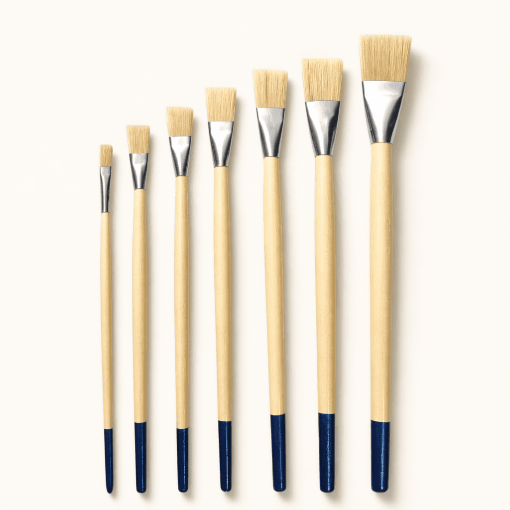 Flat Brush — White Natural Hog Hair
